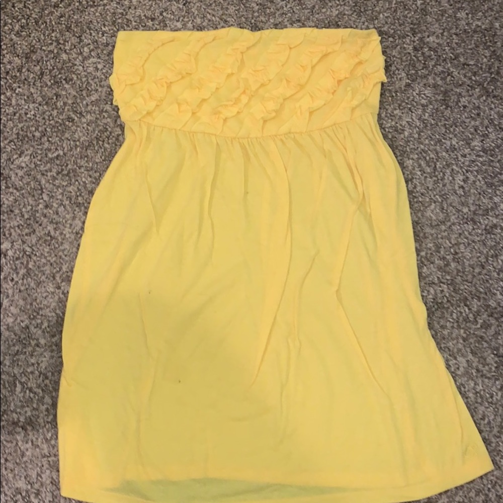yellow strapless bathing suit coverup dress